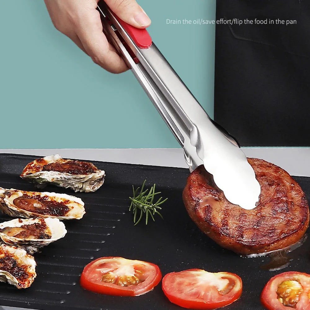 Stainless Steel Barbecue Tongs with Non-Slip Grip, 9, 12 or 14 Inch