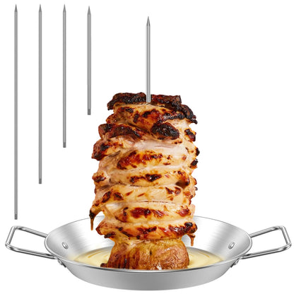 Stainless Steel Vertical Kebab Skewer Stand, 10in Base, 3 or 5 Poles
