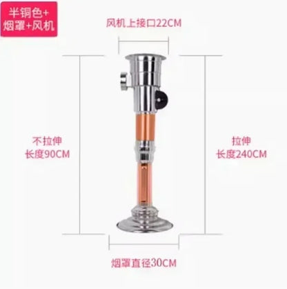 Korean BBQ Smoke Exhaust Pipe with Adjustable Vent, Stainless Steel, 90-240cm - Orange