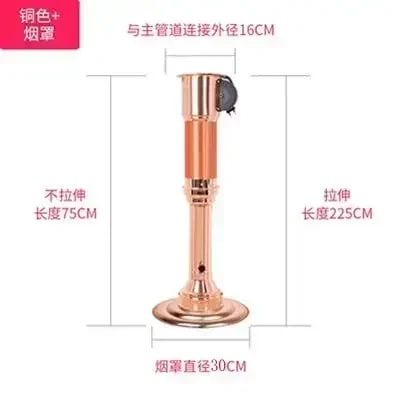 Korean BBQ Smoke Exhaust Pipe with Adjustable Vent, Stainless Steel, 90-240cm - Copper color