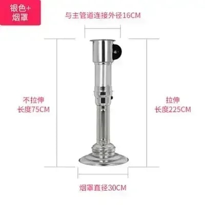 Korean BBQ Smoke Exhaust Pipe with Adjustable Vent, Stainless Steel, 90-240cm - silvery