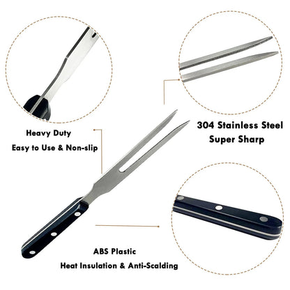 2-Piece 26.5cm Metal Carving Fork Set for BBQ, Cooking and Serving