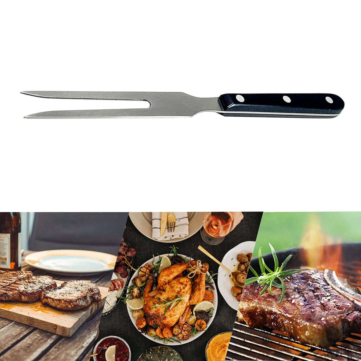 2-Piece 26.5cm Metal Carving Fork Set for BBQ, Cooking and Serving