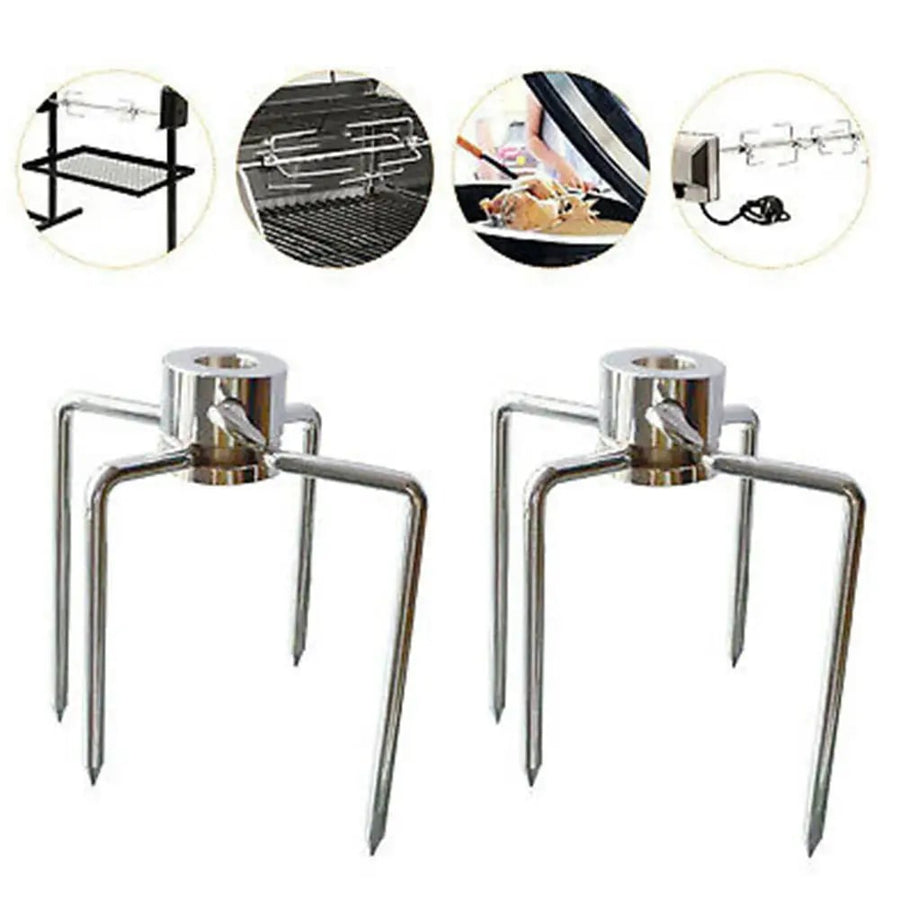 Steel BBQ Rotisserie Fork for Spit Rods, Silver, 145 x 85 x 105mm
