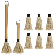 BBQ Basting Mop Cotton Fibre and Wood Sauce Glaze Brush for Grilling and Smoking