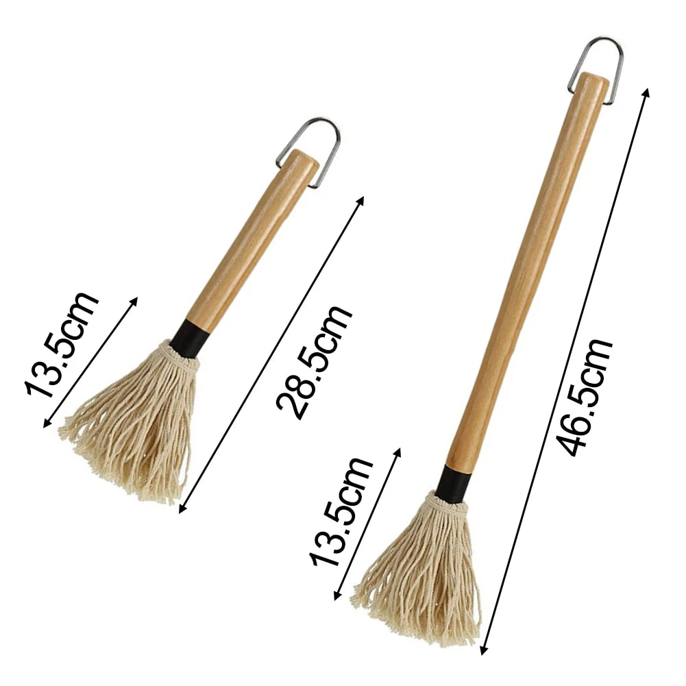 BBQ Basting Mop Cotton Fibre and Wood Sauce Glaze Brush for Grilling and Smoking