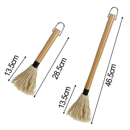 BBQ Basting Mop Cotton Fibre and Wood Sauce Glaze Brush for Grilling and Smoking