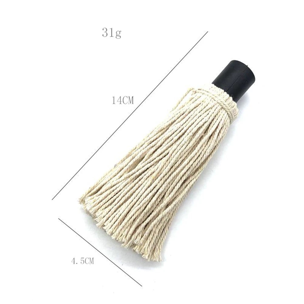 BBQ Basting Mop Cotton Fibre and Wood Sauce Glaze Brush for Grilling and Smoking - C