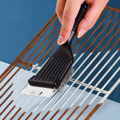 Stainless Steel Wire BBQ Grill Cleaning Brush with Scraper, 20.5cm
