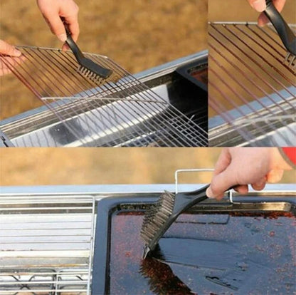 Stainless Steel Wire BBQ Grill Cleaning Brush with Scraper, 20.5cm