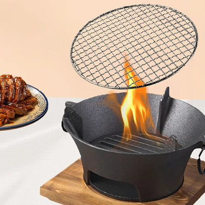 Stainless Steel Circular Barbecue Grill Net, High-Temperature Outdoor Cooking Rack, 25-40cm