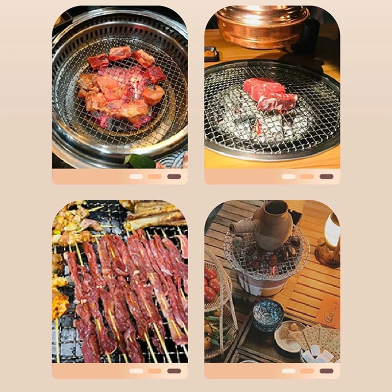 Stainless Steel Circular Barbecue Grill Net, High-Temperature Outdoor Cooking Rack, 25-40cm