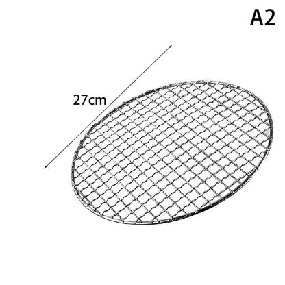 Stainless Steel Circular Barbecue Grill Net, High-Temperature Outdoor Cooking Rack, 25-40c - A2