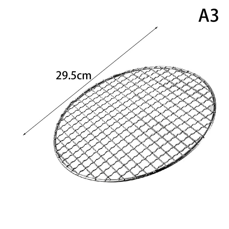 Stainless Steel Circular Barbecue Grill Net, High-Temperature Outdoor Cooking Rack, 25-40c - A3