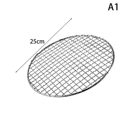 Stainless Steel Circular Barbecue Grill Net, High-Temperature Outdoor Cooking Rack, 25-40c - A1
