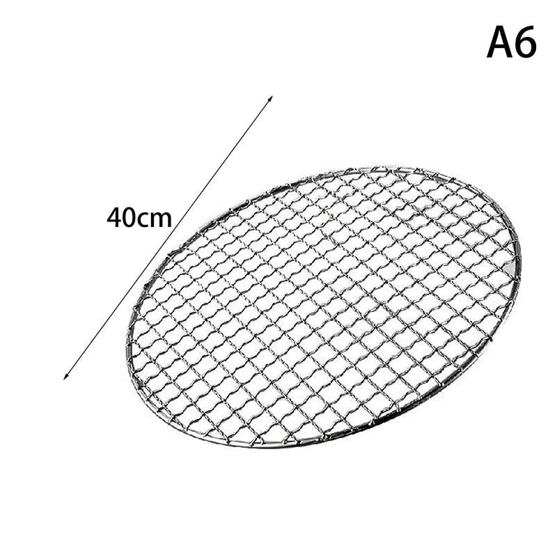 Stainless Steel Circular Barbecue Grill Net, High-Temperature Outdoor Cooking Rack, 25-40c - A6