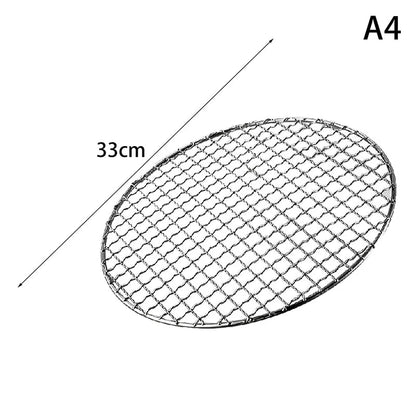 Stainless Steel Circular Barbecue Grill Net, High-Temperature Outdoor Cooking Rack, 25-40c - A4
