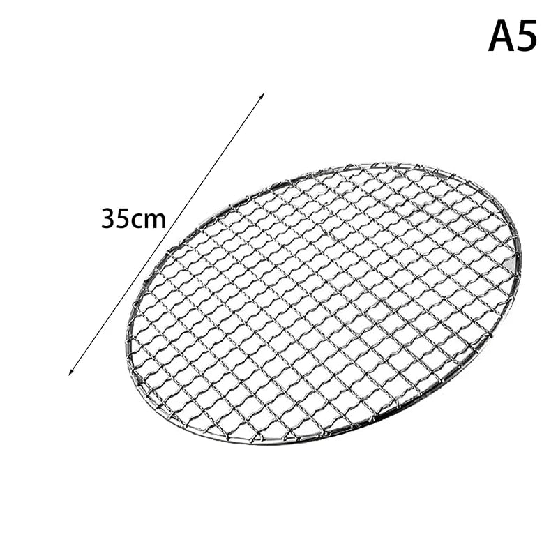 Stainless Steel Circular Barbecue Grill Net, High-Temperature Outdoor Cooking Rack, 25-40c - A5