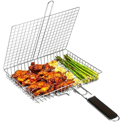 Metal BBQ Grilling Basket for Fish and Vegetables, 46.5cm