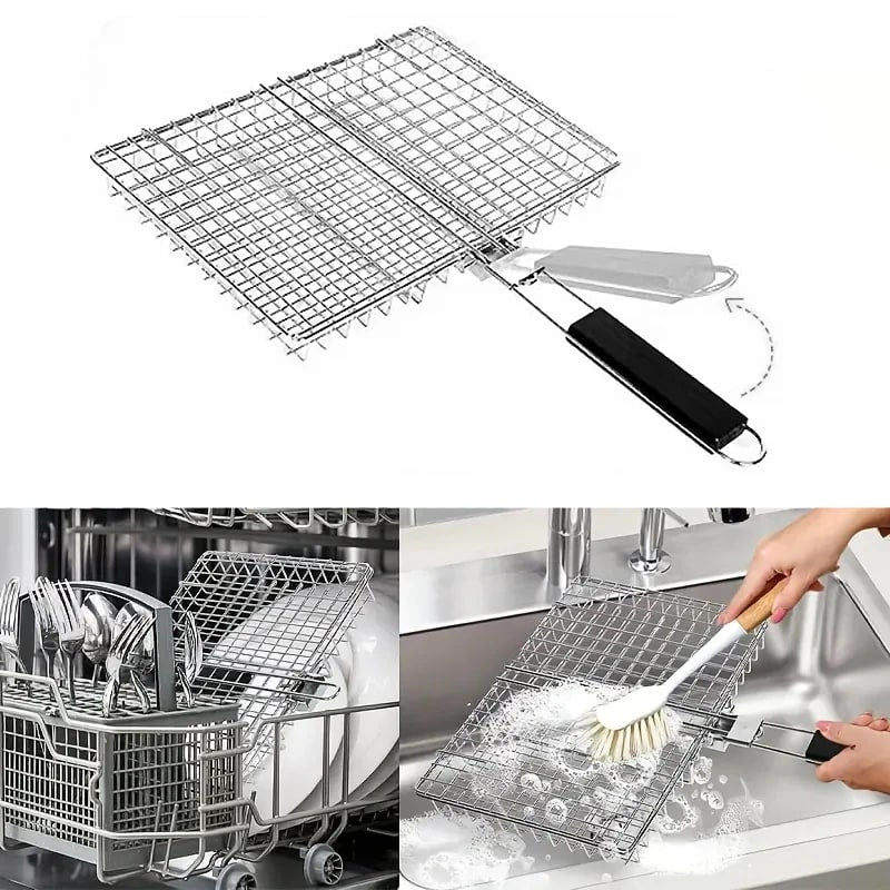 Metal BBQ Grilling Basket for Fish and Vegetables, 46.5cm