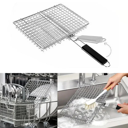 Metal BBQ Grilling Basket for Fish and Vegetables, 46.5cm