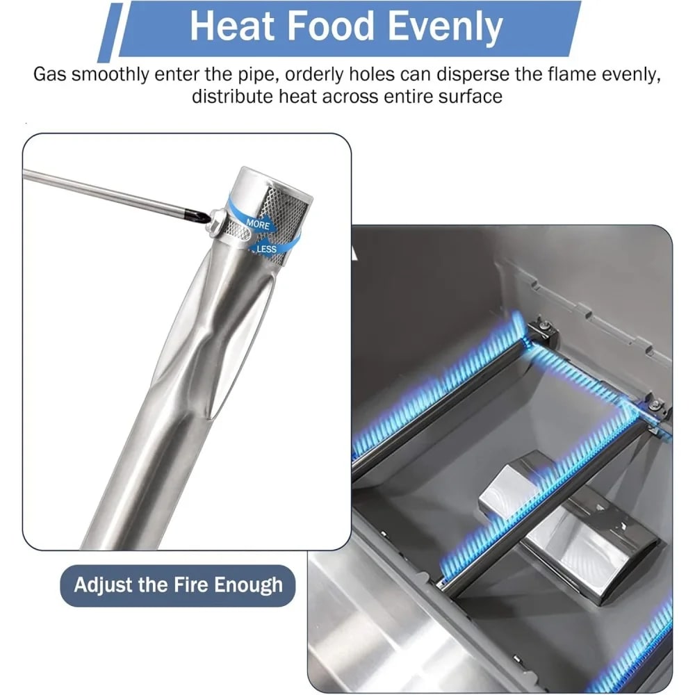 Gas Grill Burner Replacement Tube, 304 Stainless Steel, 47 × 9.5 × 2.6 cm, Weber Spirit & GS4 Spirit II 300 Series