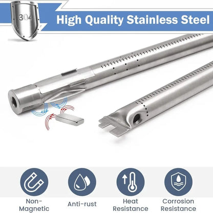 Gas Grill Burner Replacement Tube, 304 Stainless Steel, 47 × 9.5 × 2.6 cm, Weber Spirit & GS4 Spirit II 300 Series