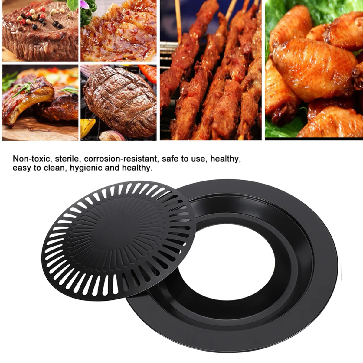 Round Metal BBQ Roasting Tray 32cm for Electric, Gas and Propane Stoves