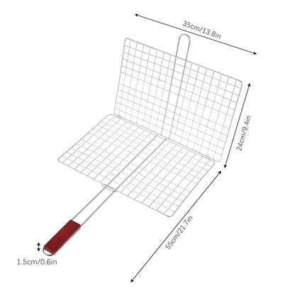 Stainless Steel Grill Basket with Locking Lid, Foldable Handle and Two Sizes - 04