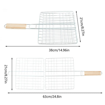 Stainless Steel Grill Basket with Locking Lid, Foldable Handle and Two Sizes - 03
