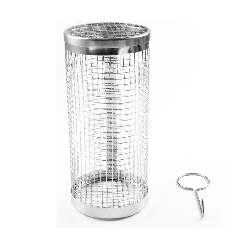 Stainless Steel BBQ Grill Basket Cage, Rolling Round Food Basket, 20.5 or 30.5cm - 30.5 Send a check
