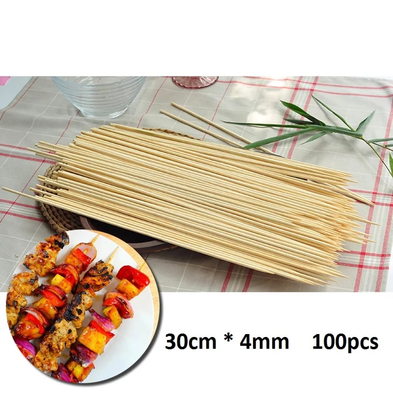 Bamboo BBQ Skewers 30cm x 4mm, Polished, 100, 200 or 400 Pack