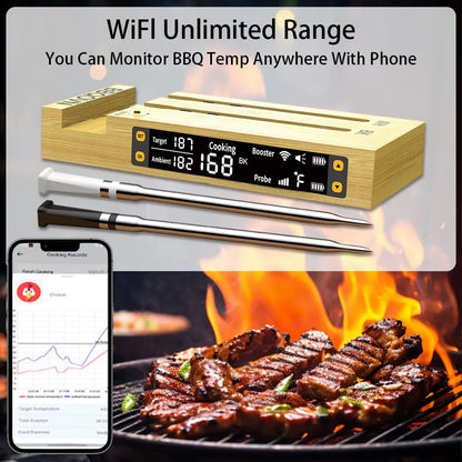 WiFi Sub-1G Wireless Meat Thermometer BBQ8 with App for BBQ, Smoker, Grill and Oven