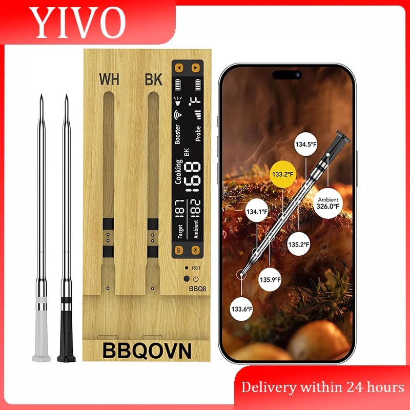 WiFi Sub-1G Wireless Meat Thermometer BBQ8 with App for BBQ, Smoker, Grill and Oven