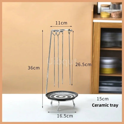 Kebab Barbecue Rack Metal Vertical Skewer Stand with Food Tray Uibqut B4131 - 13