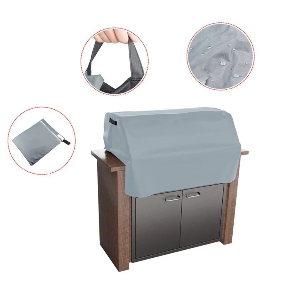 Waterproof 600D Grill Cover for Built-In BBQ, Grey, 94 x 68.5 x 61cm