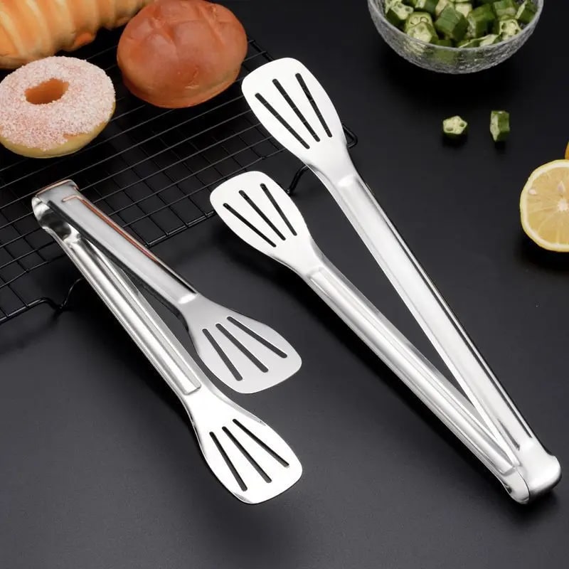 Stainless Steel Food Tongs for Barbecue, Salad and Bread, 7, 9 or 12 Inch