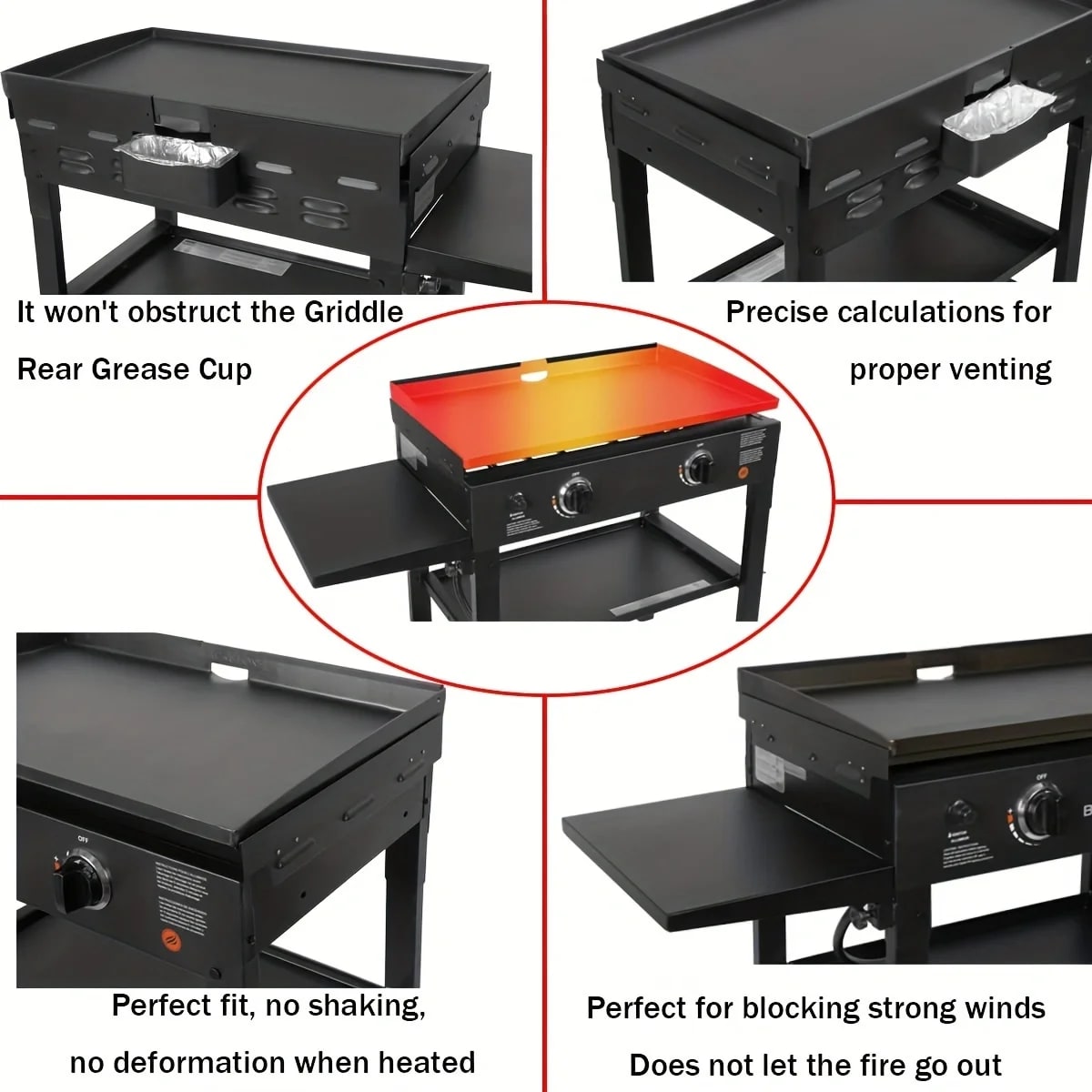 BBQ Griddle Wind Screen for Blackstone Tabletop Grills, Non-Stick, 17 to 36 Inch Options