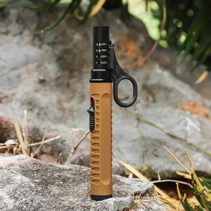 Portable Refillable Butane Ignition Torch, Windproof Outdoor BBQ Lighter - Khaki