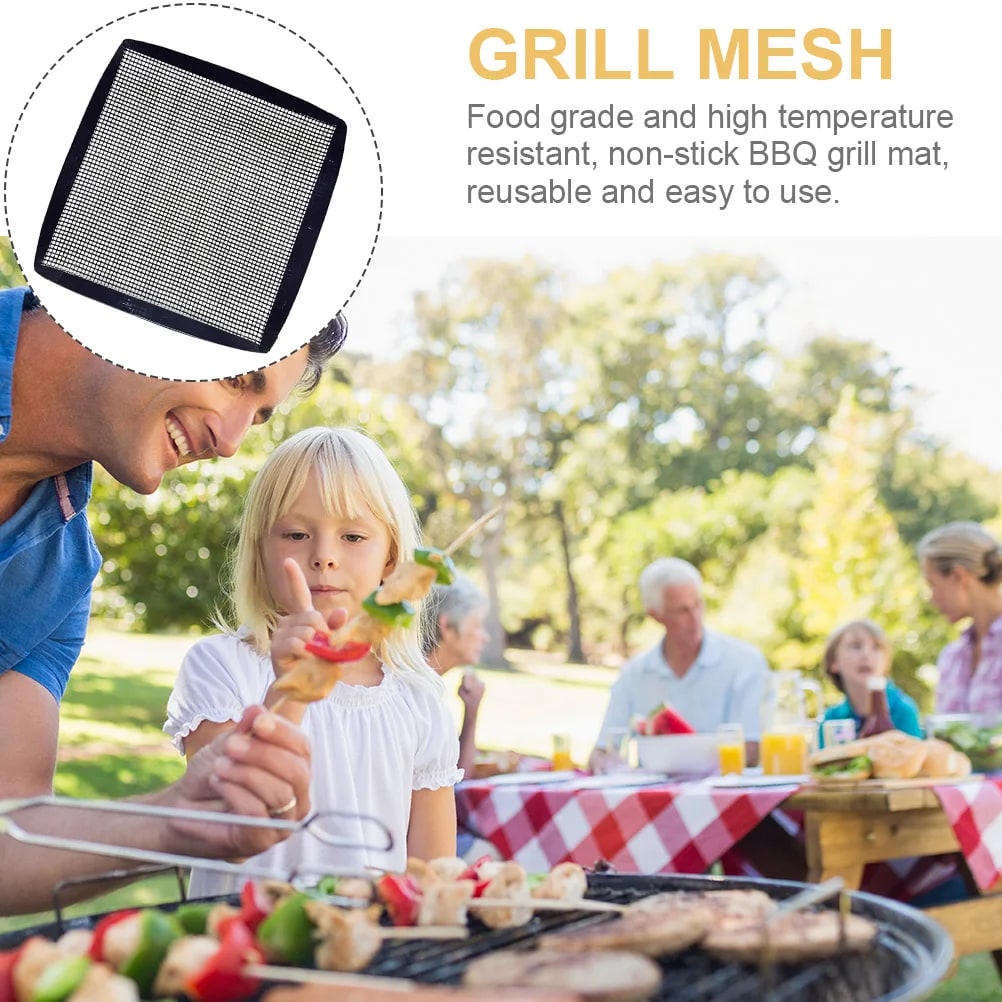Reusable BBQ Grill Mesh Mat 30 x 30cm Plastic Barbecue Cooking Accessory