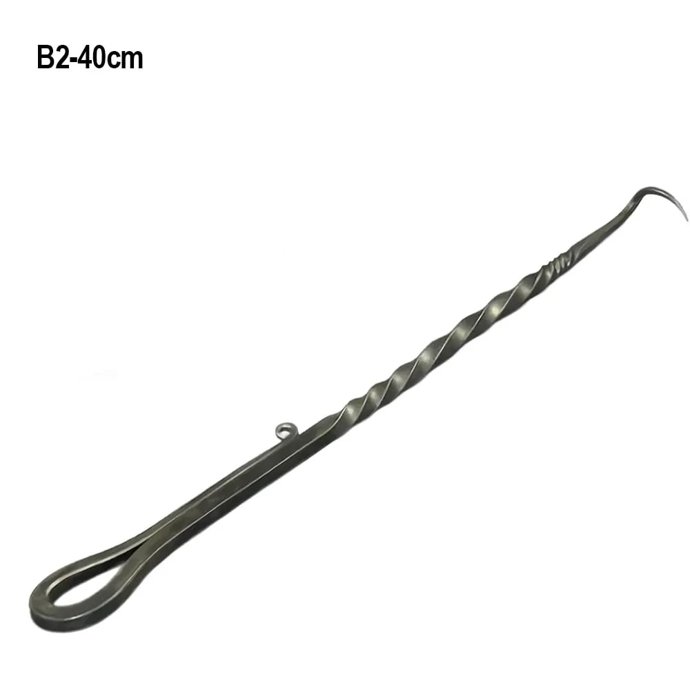 Metal BBQ Food Flipper Fork, Silver, 20cm or 40cm - B2-40cm
