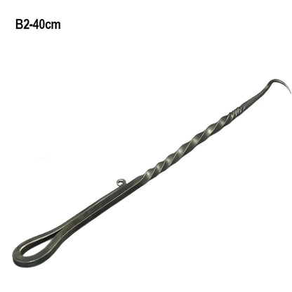 Metal BBQ Food Flipper Fork, Silver, 20cm or 40cm - B2-40cm