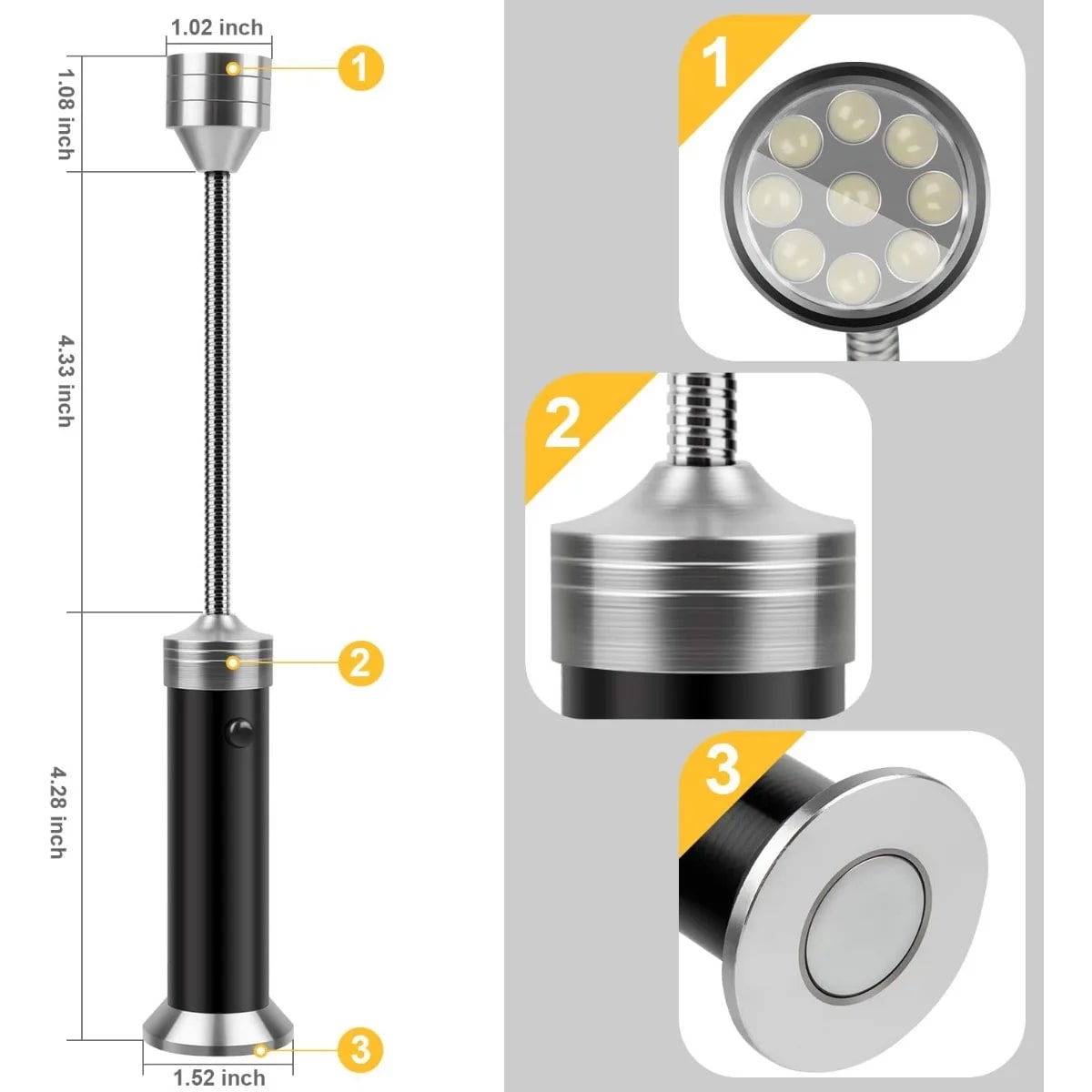 FEB.WIND Magnetic LED Barbecue Grill Light with Flexible Gooseneck