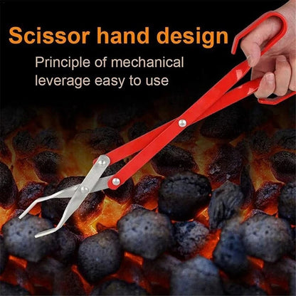 Barbecue Charcoal Tongs, 50.8cm Aluminium Carbon Clamp, Red