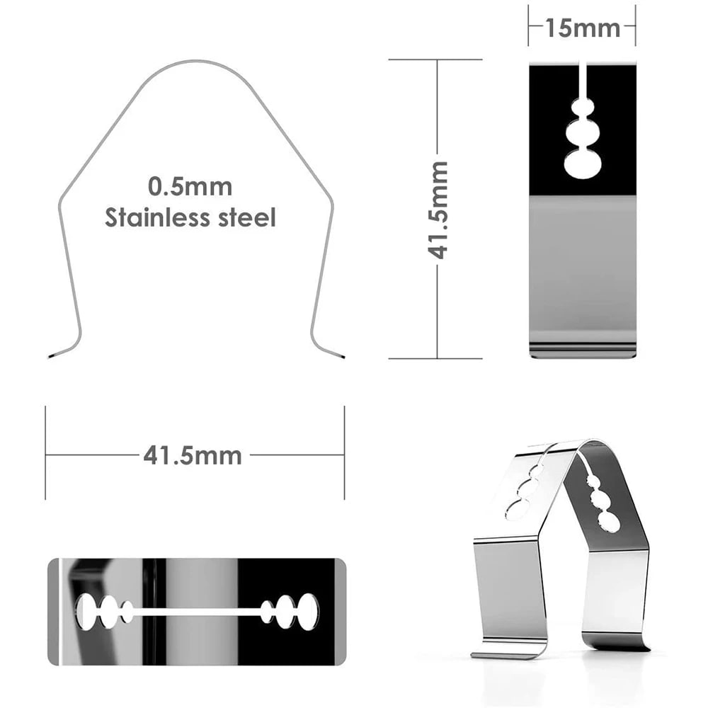 Stainless Steel BBQ Thermometer Probe Clips, 4-Piece Set, 2.8/4/5mm Openings