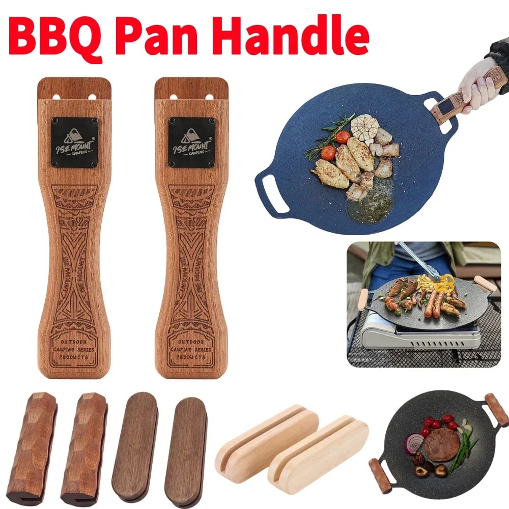BBQ Pan Handle Replacement, Sapele Wood, Adjustable Bayonet Grip, 16cm