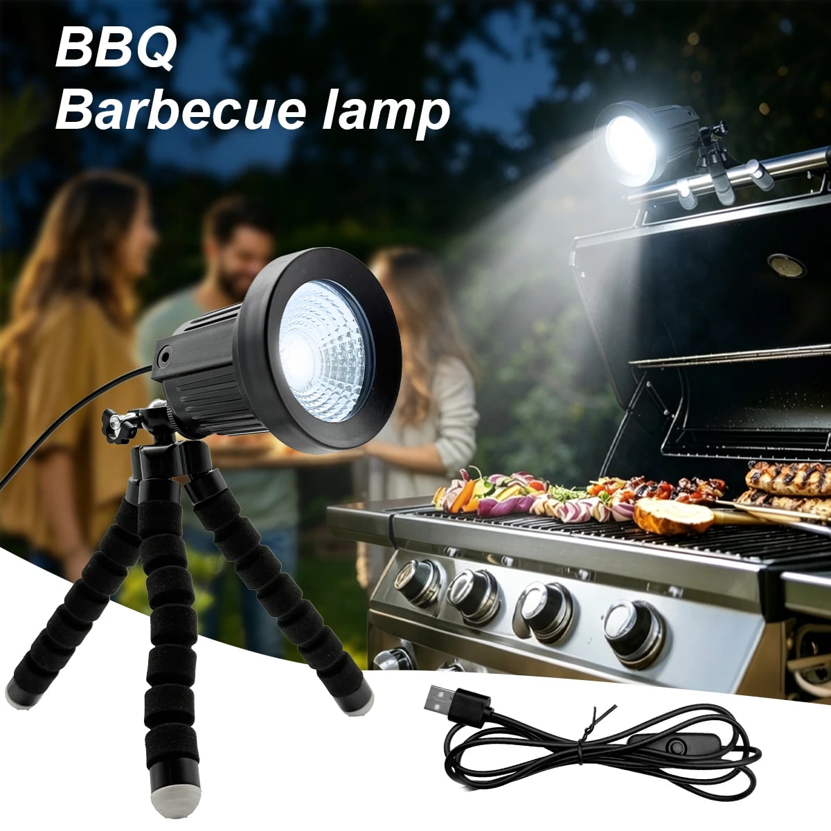 USB BBQ LED Grill Light with Flexible Tripod and 145cm Cable