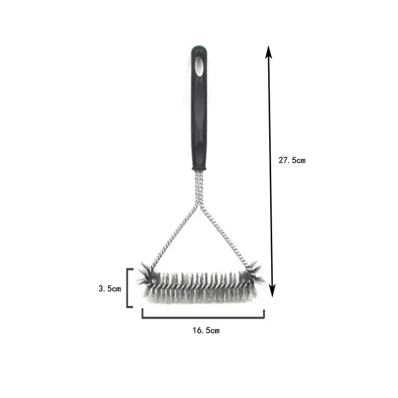 Triangular Stainless Steel Wire Grill Brush with Scraper, 11 or 12 in - 11 in