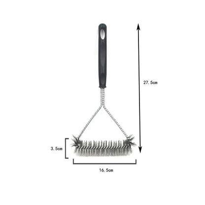 Triangular Stainless Steel Wire Grill Brush with Scraper, 11 or 12 in - 11 in