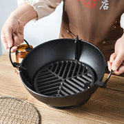 Round Charcoal Grill Barbecue Stove, Cast Iron and Stainless Steel, 22/24/26cm, Black